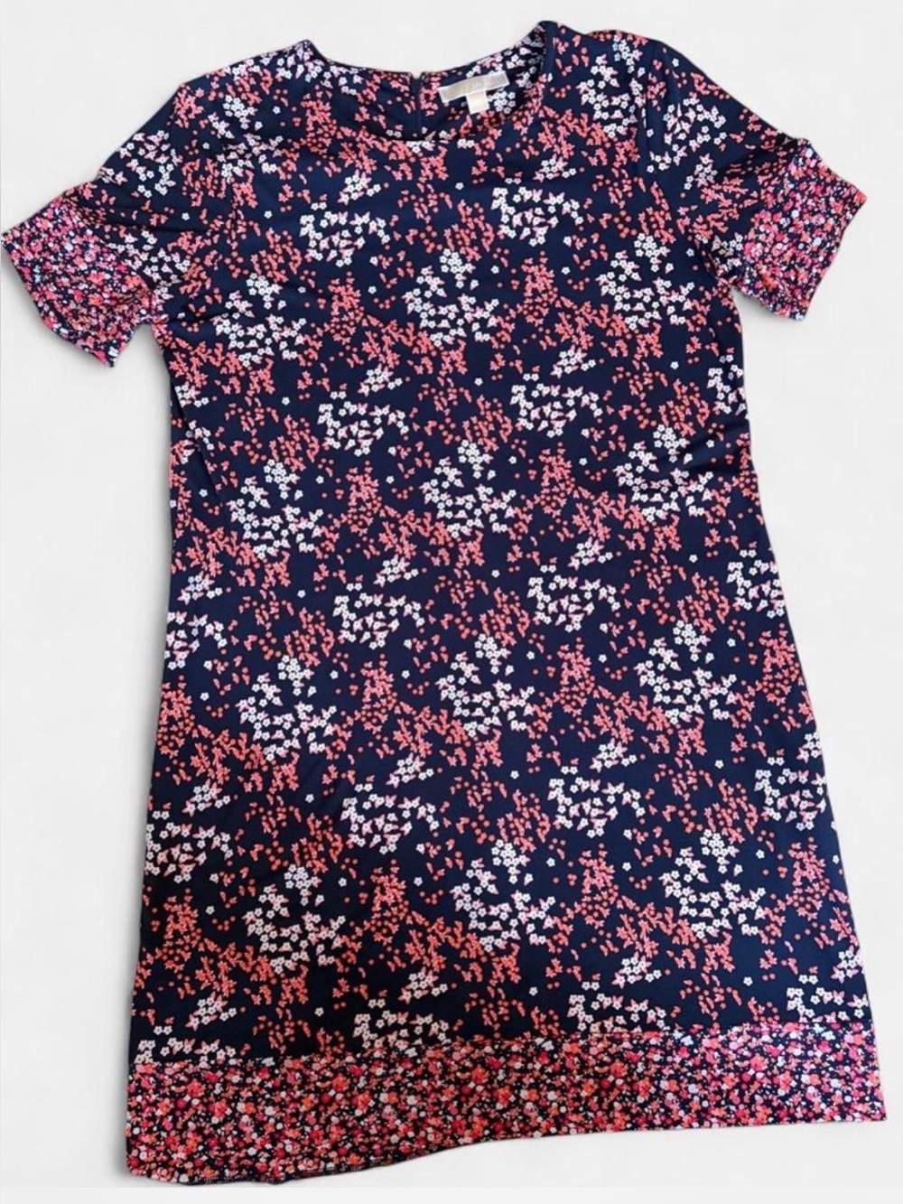 Michael Kors Navy Floral Shift Dress with Pink & White Print